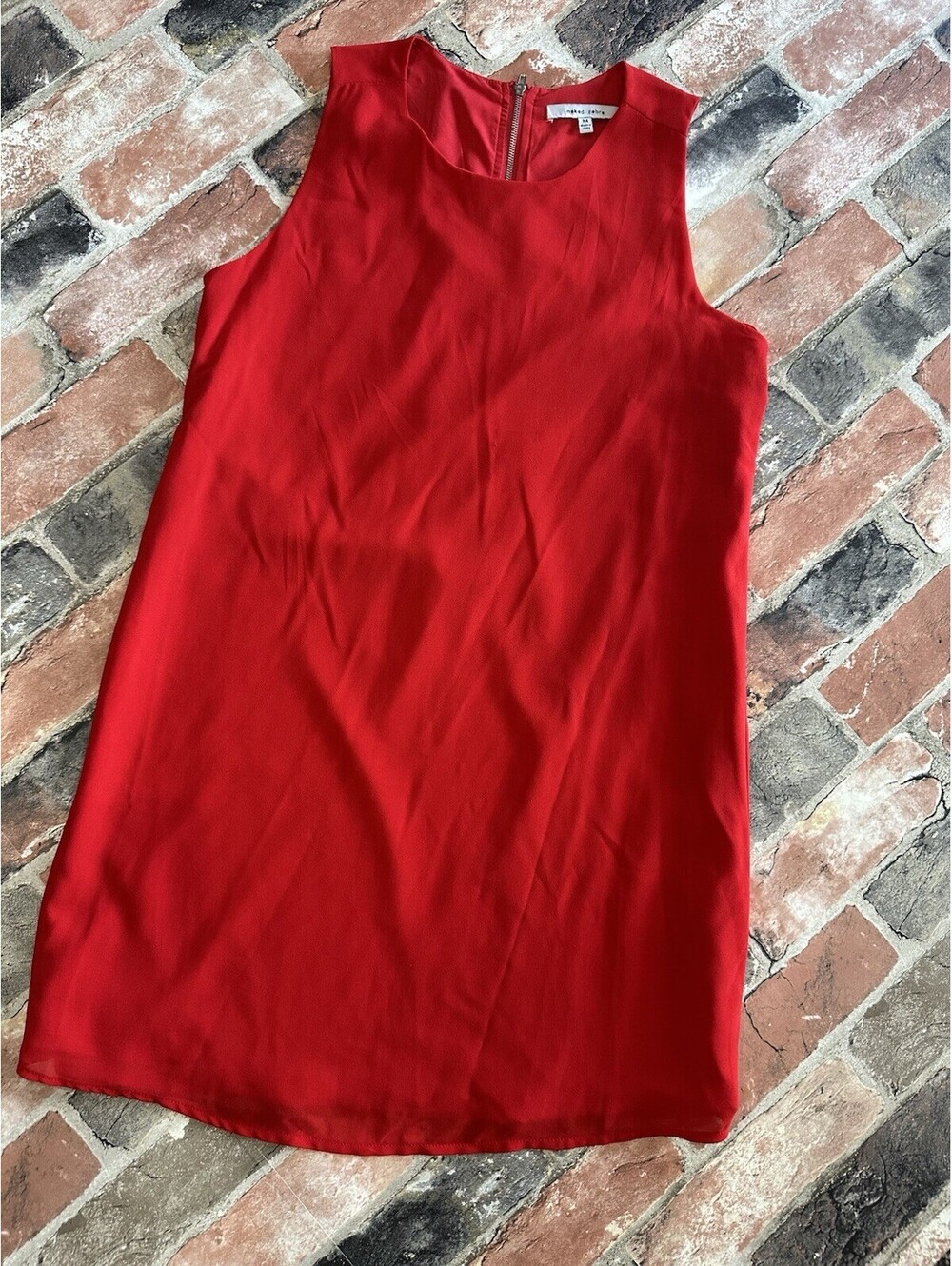 Naked Zebra Red Sleeveless Shift Mini Dress Exposed Zip Size M